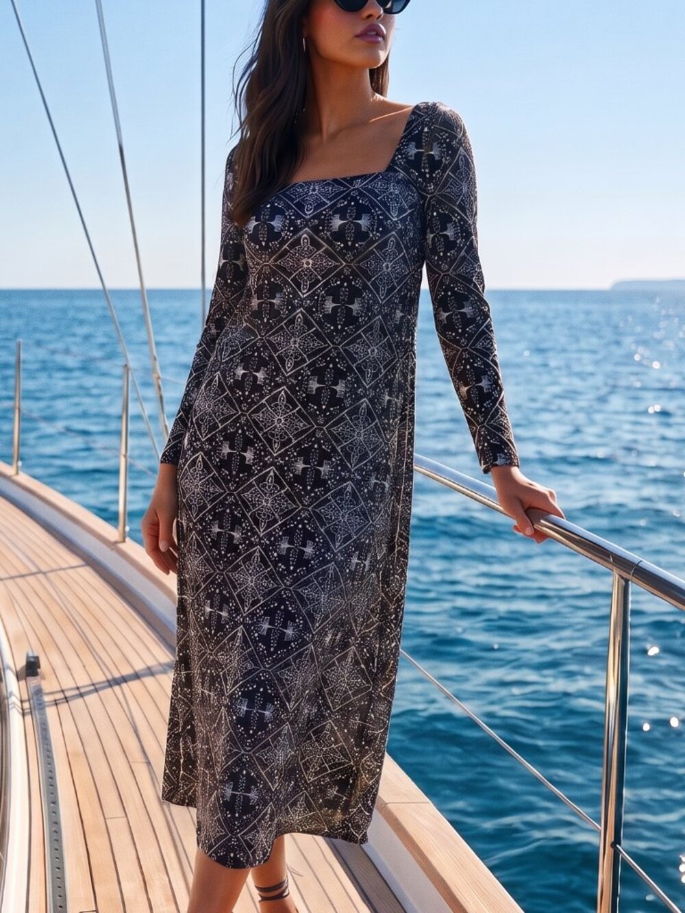 NWT $168 TUCKERNUCK Hyacinth House Sabrina black white midi dress XS